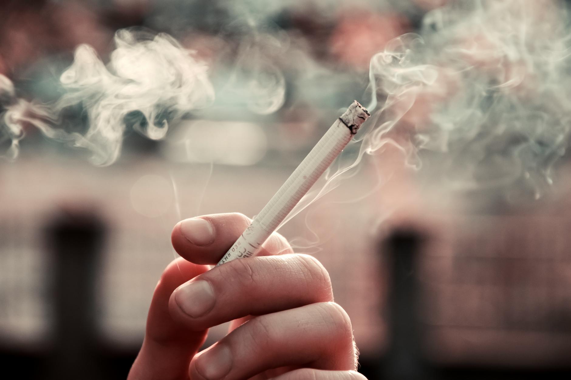 a person holding a cigarette stick